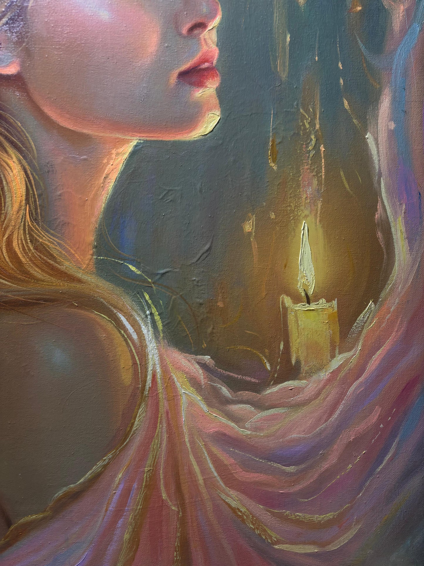 Radiance of Hope – Candlelight Portrait Oil Painting