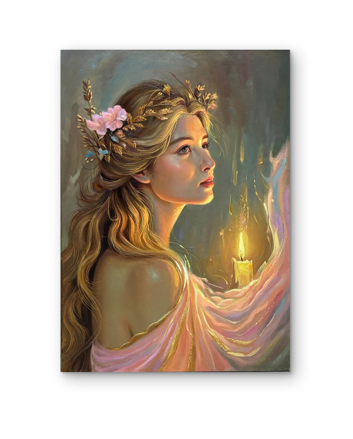 Radiance of Hope – Candlelight Portrait Oil Painting